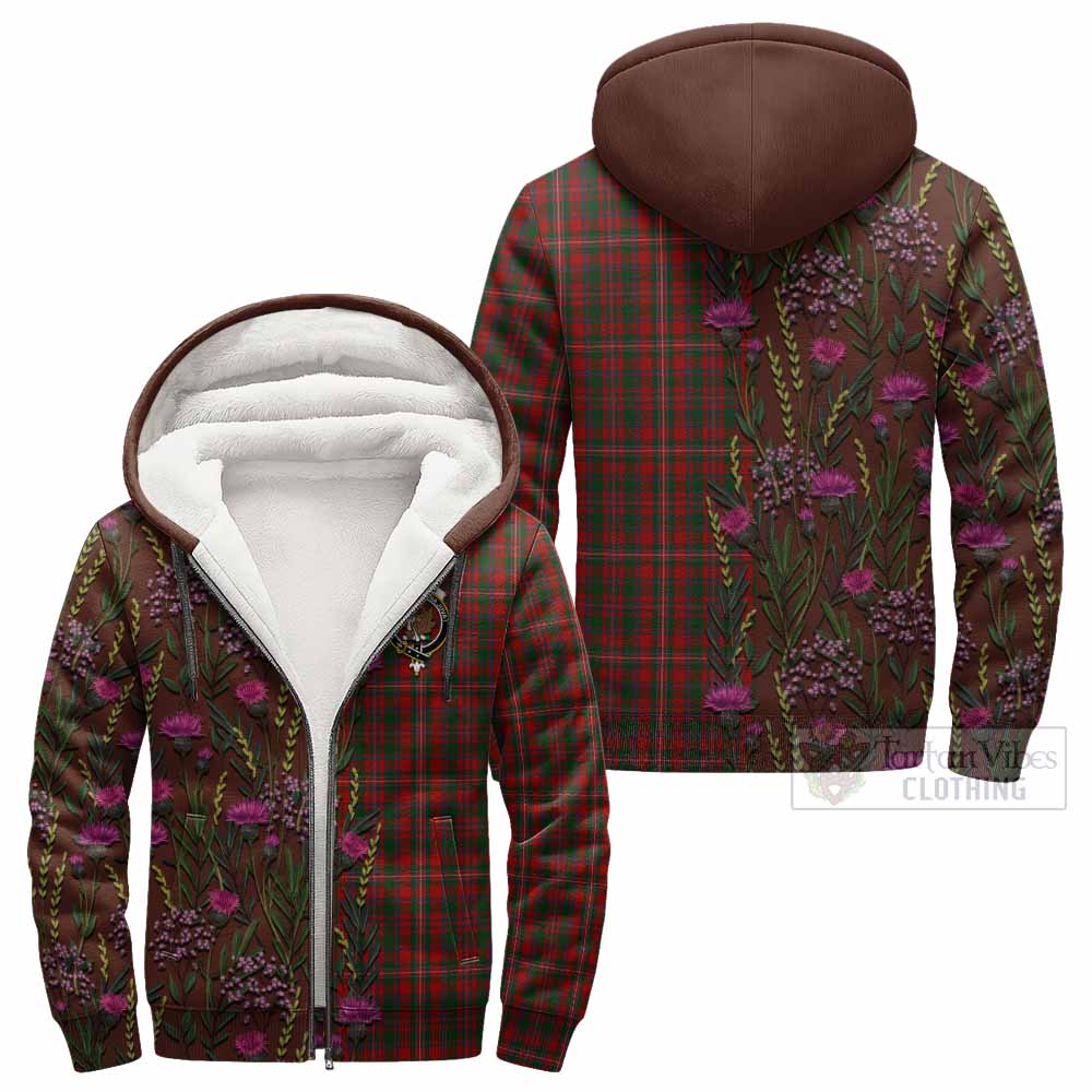 MacKinnon (McKinnon) Family Crest Tartan Sherpa Hoodie Scottish Thistle Flower Pattern Half Style - Tartan Vibes Clothing