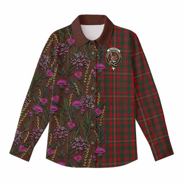 MacKinnon (McKinnon) Family Crest Tartan Women Casual Shirt Scottish Thistle Flower Pattern Half Style - Tartan Vibes Clothing