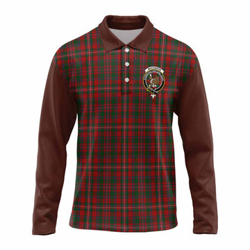 MacKinnon (McKinnon) Tartan Accent Long Sleeve Polo Shirt with Family Crest