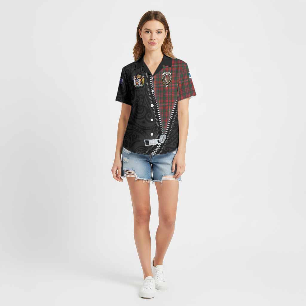 MacKinnon (McKinnon) Tartan Cotton Hawaiian Shirt New Zealand Pattern Unique Zipper Stylized