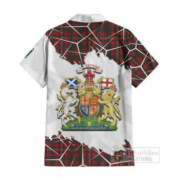 MacKinnon (McKinnon) Tartan Cotton Hawaiian Shirt with Family Crest and Lion Rampant Grunge Style
