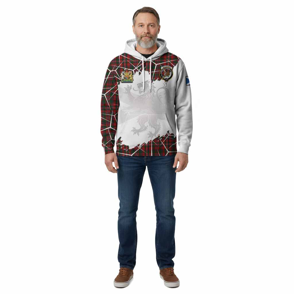 MacKinnon (McKinnon) Tartan Cotton Hoodie with Family Crest and Lion Rampant Grunge Style