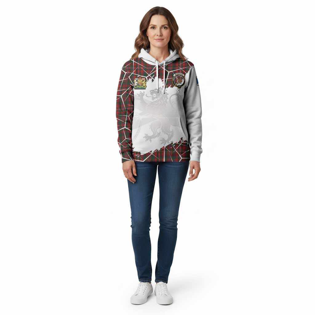 MacKinnon (McKinnon) Tartan Cotton Hoodie with Family Crest and Lion Rampant Grunge Style