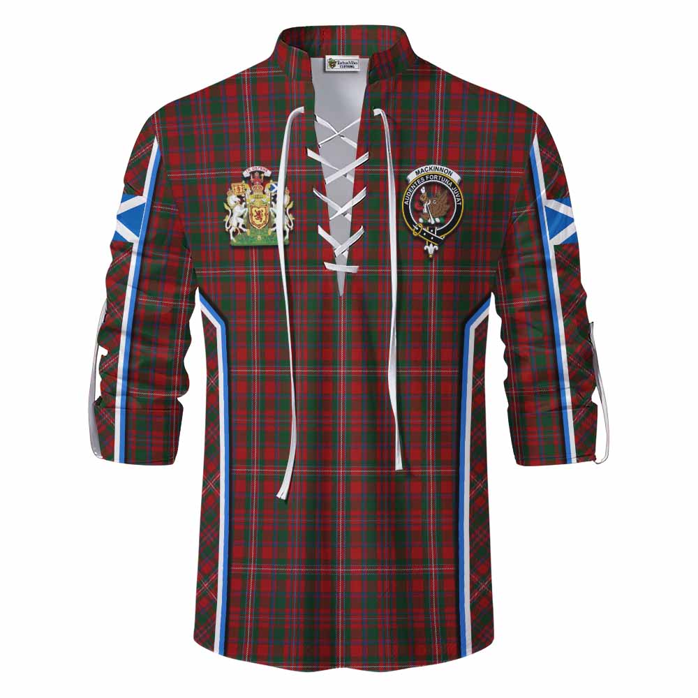 MacKinnon (McKinnon) Tartan Crest Ghillie Kilt Shirt Scotland Coat of Arm Flag Style - Tartan Vibes Clothing