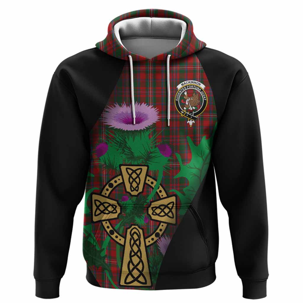 MacKinnon (McKinnon) Tartan Crest Hoodie Celtic Cross Thistle Flowers