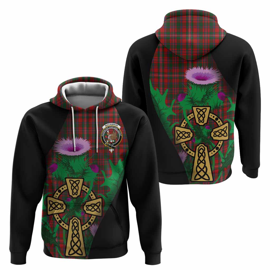 MacKinnon (McKinnon) Tartan Crest Hoodie Celtic Cross Thistle Flowers