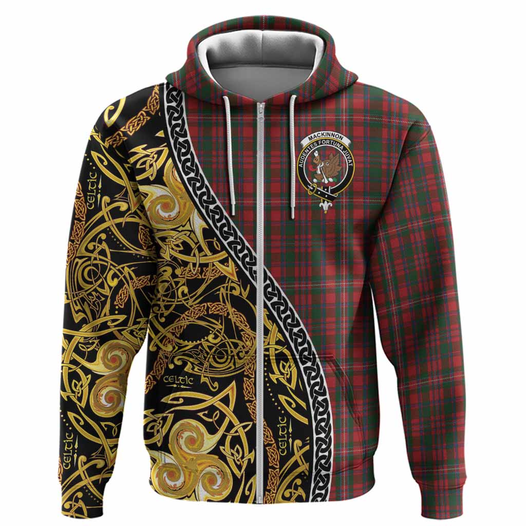 MacKinnon (McKinnon) Tartan Crest Hoodie Celtic Knot and Triple Trickle Spiral Symbols