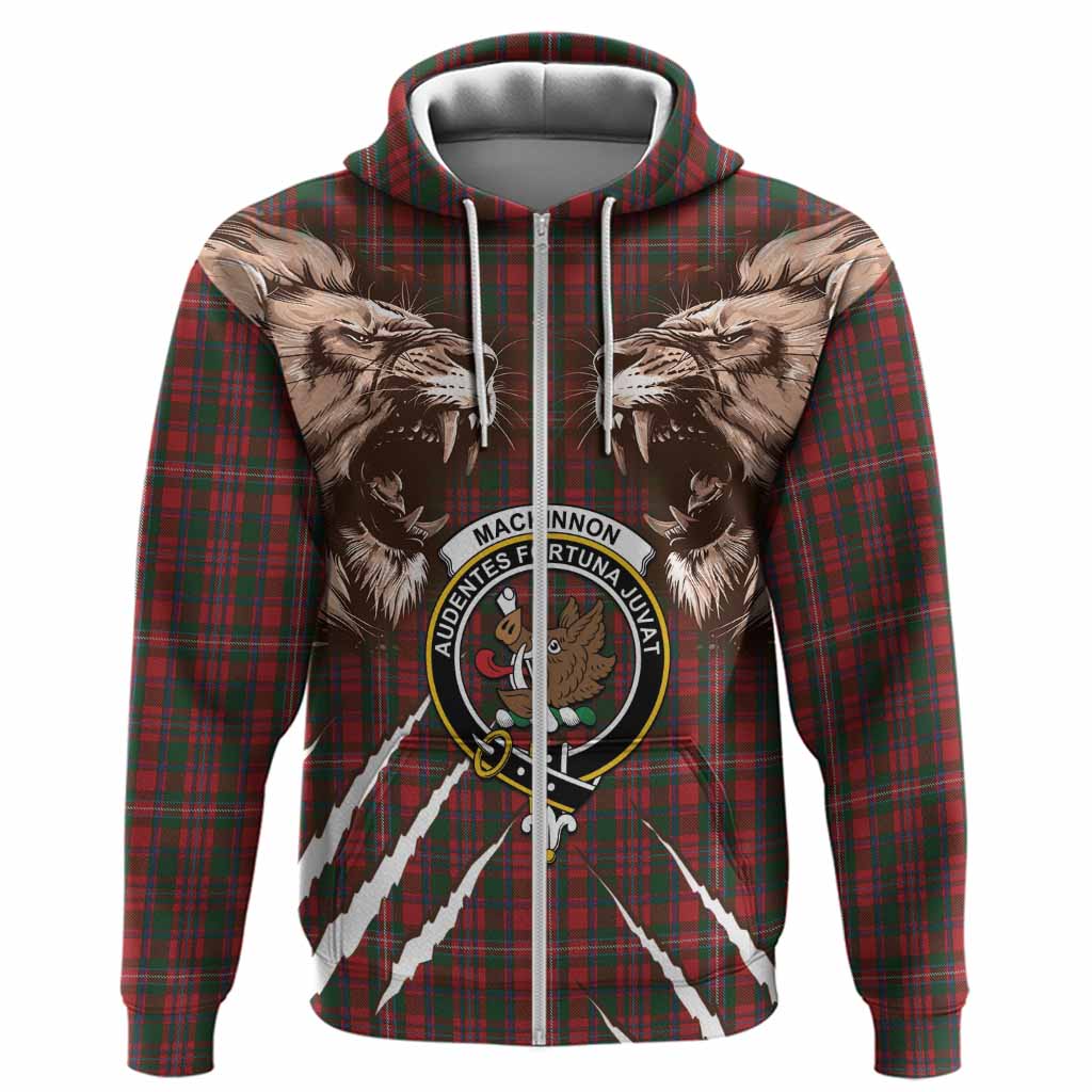 MacKinnon (McKinnon) Tartan Crest Hoodie Ferocious Lion Style