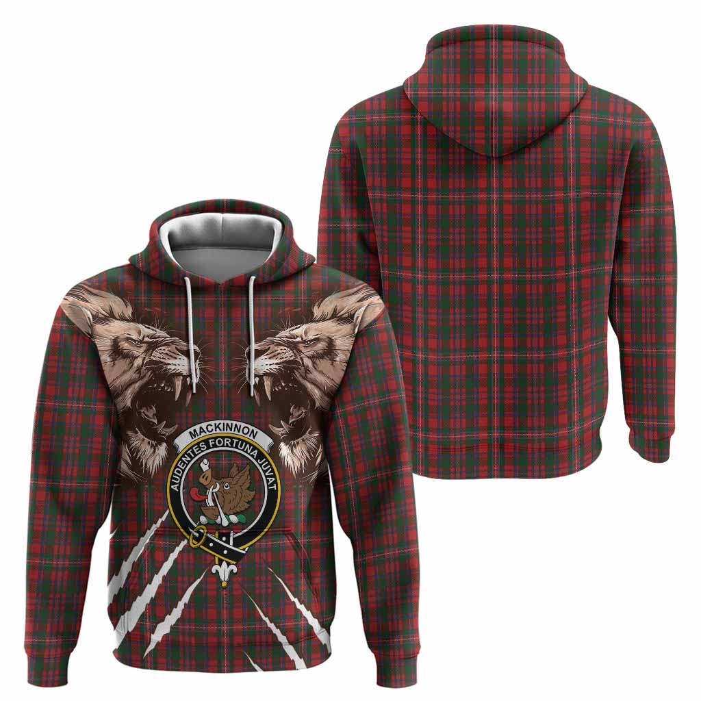 MacKinnon (McKinnon) Tartan Crest Hoodie Ferocious Lion Style
