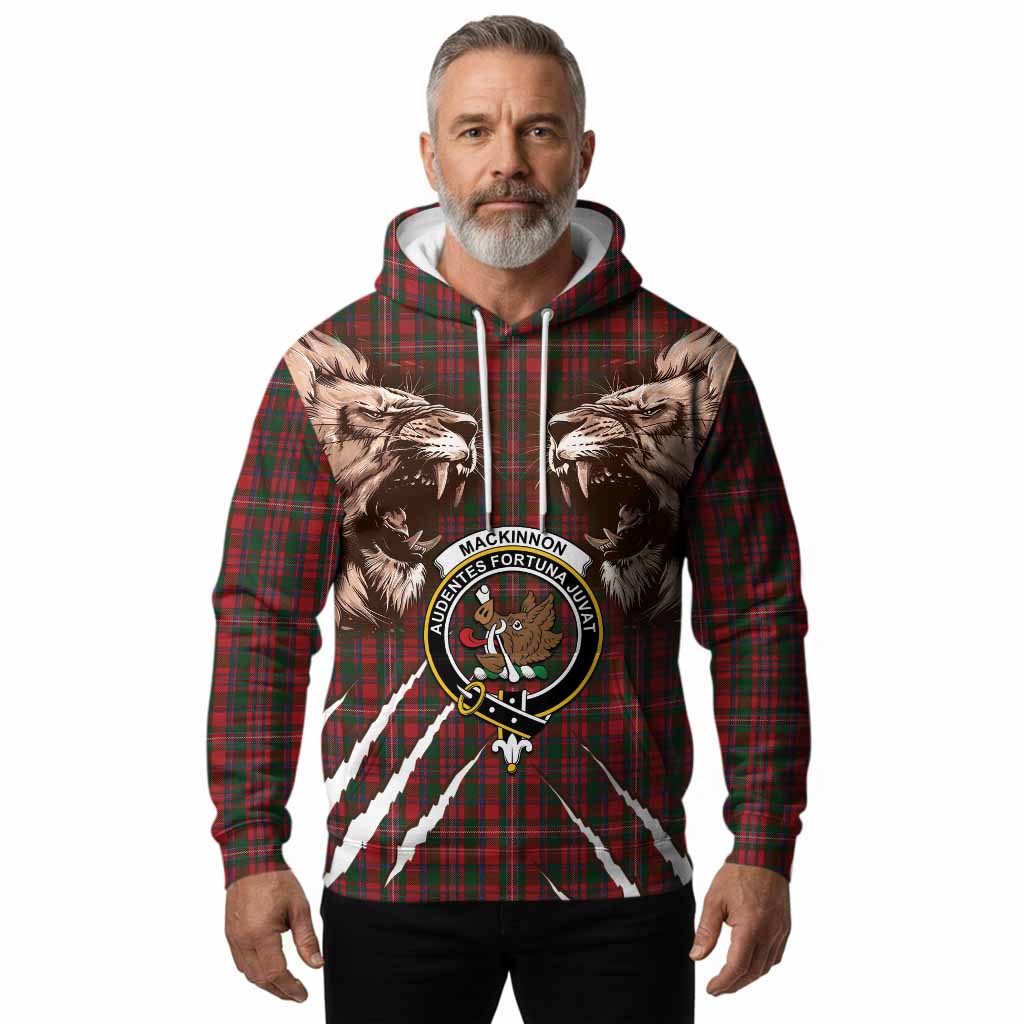 MacKinnon (McKinnon) Tartan Crest Hoodie Ferocious Lion Style