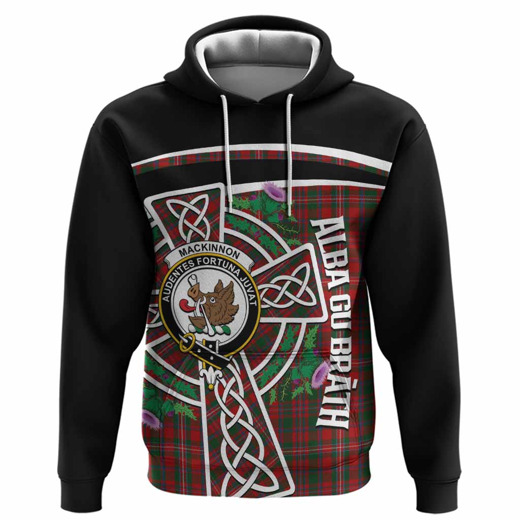 MacKinnon (McKinnon) Tartan Crest Hoodie Scottish Thistle Celtic Cross Alba Gu Brath