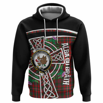 MacKinnon (McKinnon) Tartan Crest Hoodie Scottish Thistle Celtic Cross Alba Gu Brath