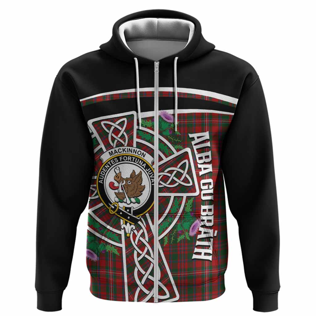 MacKinnon (McKinnon) Tartan Crest Hoodie Scottish Thistle Celtic Cross Alba Gu Brath