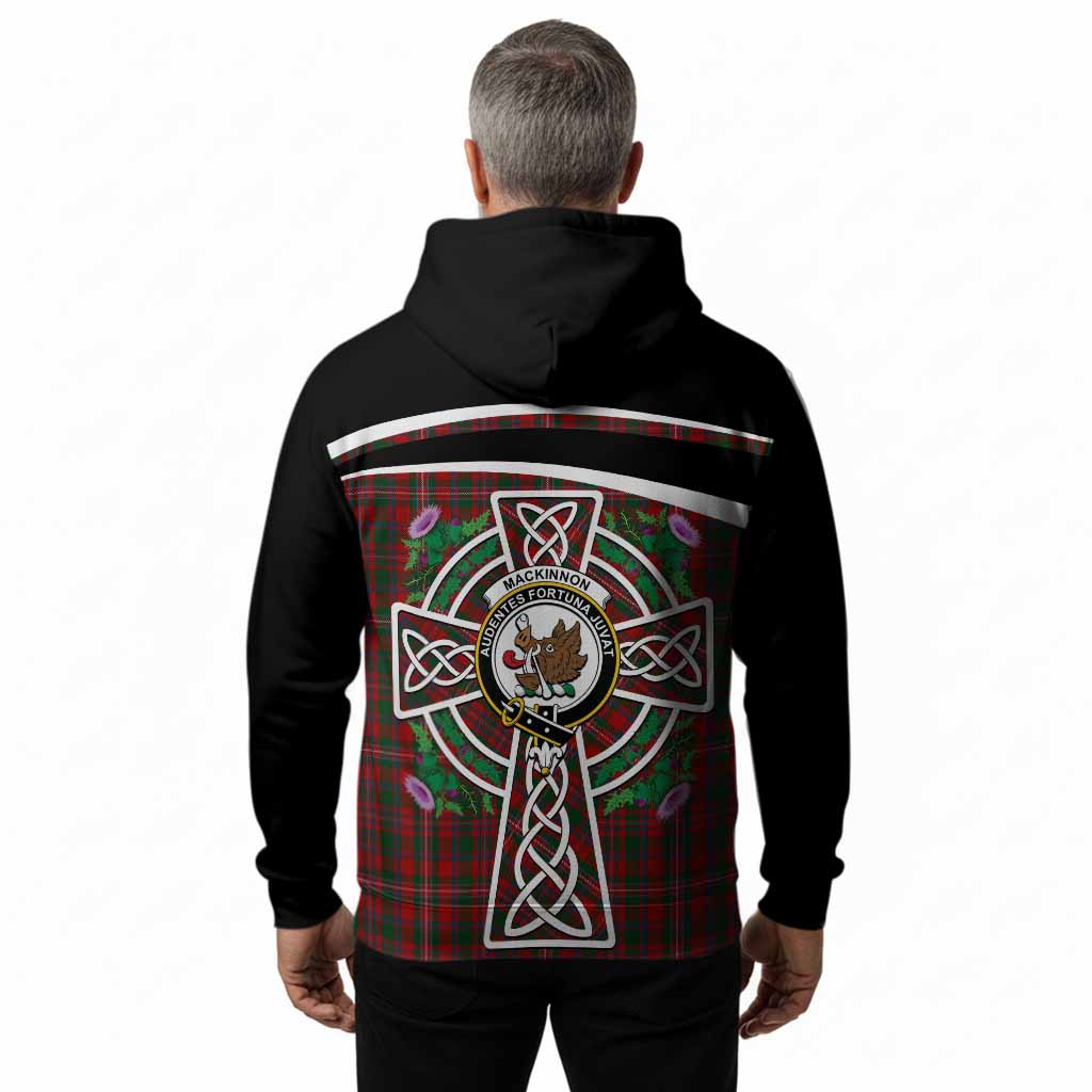 MacKinnon (McKinnon) Tartan Crest Hoodie Scottish Thistle Celtic Cross Alba Gu Brath