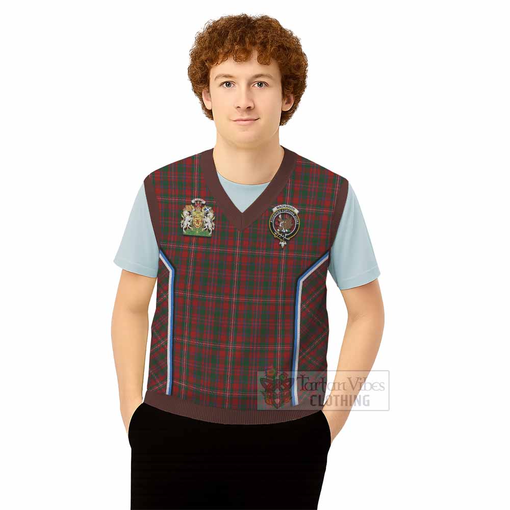 MacKinnon (McKinnon) Tartan Crest Knitted V-Neck Vest Scotland Coat of Arm Flag Style - Tartan Vibes Clothing