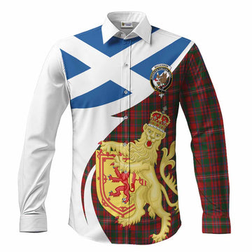 MacKinnon (McKinnon) Tartan Crest Lion Rampant Long Sleeve Button Shirts Classic Scottish Style Men's Shirt S - Tartan Vibes Clothing