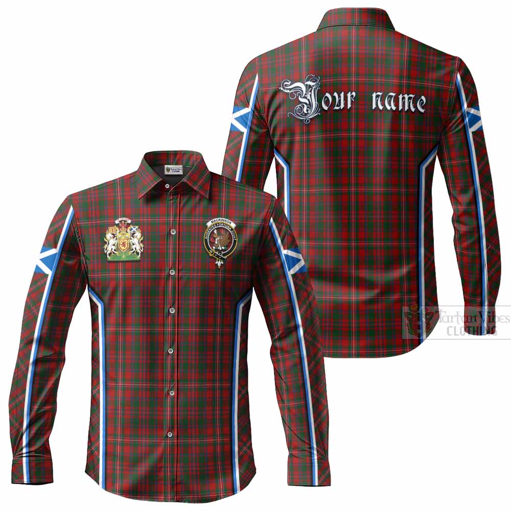 MacKinnon (McKinnon) Tartan Crest Long Sleeve Button Shirts Scotland Coat of Arm Flag Style - Tartan Vibes Clothing