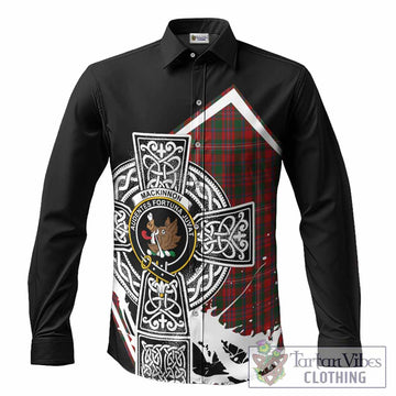 MacKinnon (McKinnon) Tartan Crest Long Sleeve Button Shirts Scottish Celtic Cross Heritage