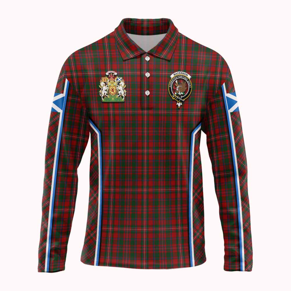 MacKinnon (McKinnon) Tartan Crest Long Sleeve Polo Shirt Scotland Coat of Arm Flag Style - Tartan Vibes Clothing