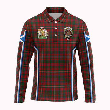 MacKinnon (McKinnon) Tartan Crest Long Sleeve Polo Shirt Scotland Coat of Arm Flag Style