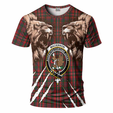 MacKinnon (McKinnon) Tartan Crest T-Shirt Ferocious Lion Style