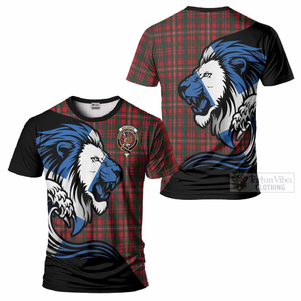 MacKinnon (McKinnon) Tartan Crest T-Shirt Scottish Golden Lions Wave Flow