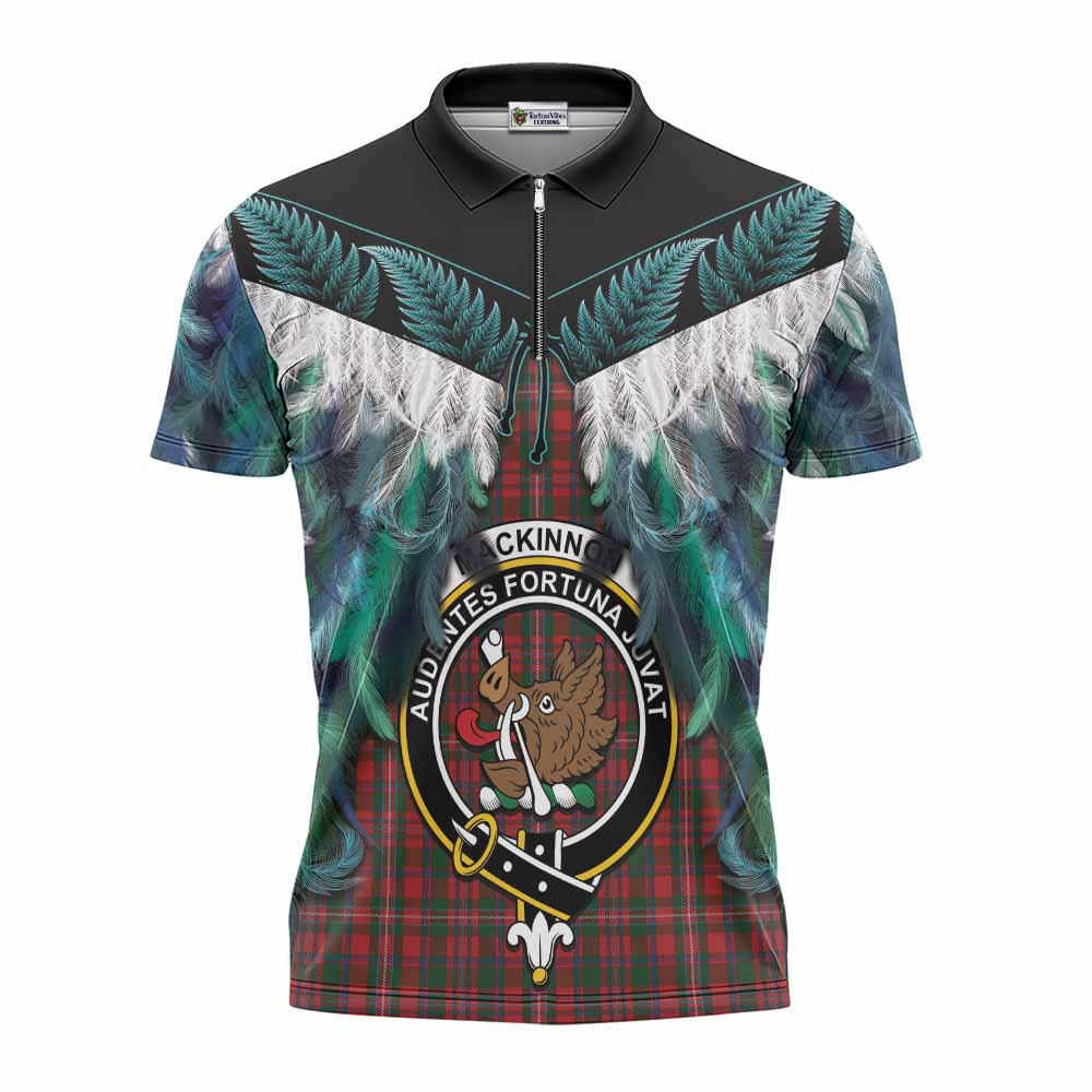 MacKinnon (McKinnon) Tartan Crest Zipper Polo Shirt New Zealand Maori Korowai Cloak