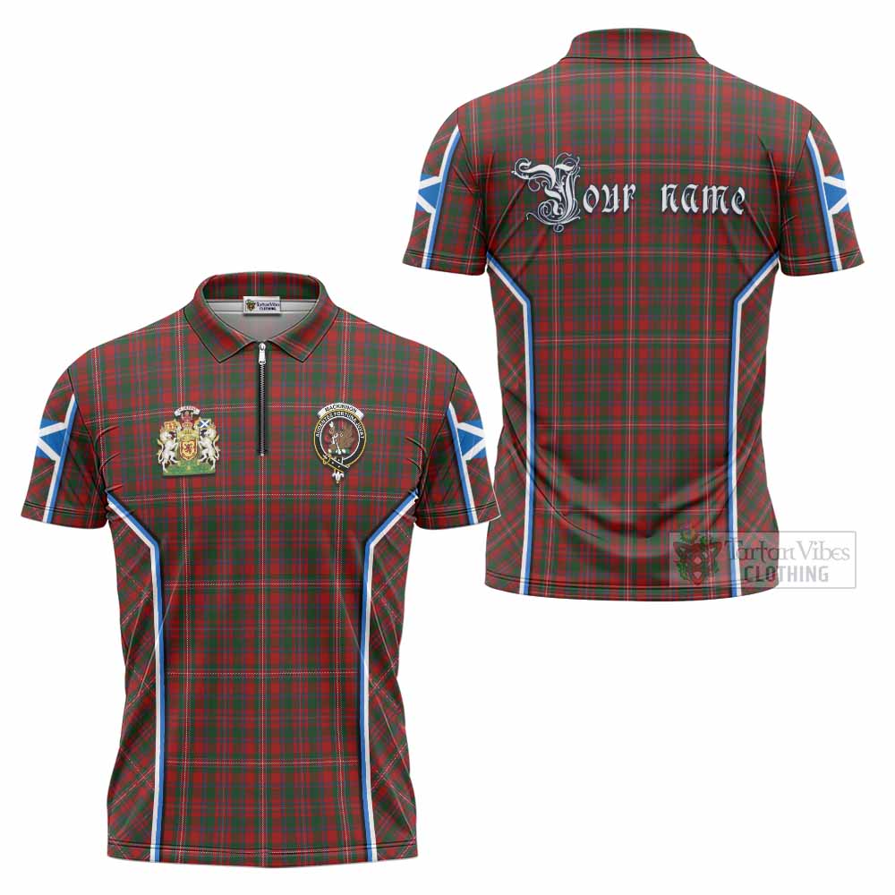MacKinnon (McKinnon) Tartan Crest Zipper Polo Shirt Scotland Coat of Arm Flag Style - Tartan Vibes Clothing