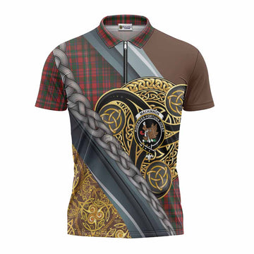 MacKinnon (McKinnon) Tartan Crest Zipper Polo Shirt Scottish Triskele Celtic