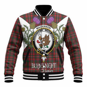 MacKinnon (McKinnon) Tartan Family Crest Baseball Jacket Scottish Burns Night Thistle Floral