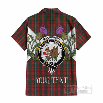 MacKinnon (McKinnon) Tartan Family Crest Cotton Hawaiian Shirt Scottish Burns Night Thistle Floral