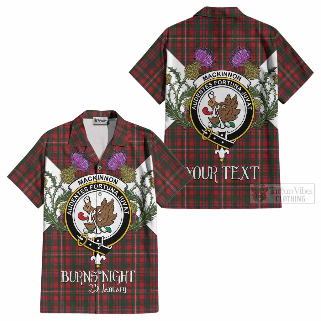 MacKinnon (McKinnon) Tartan Family Crest Cotton Hawaiian Shirt Scottish Burns Night Thistle Floral