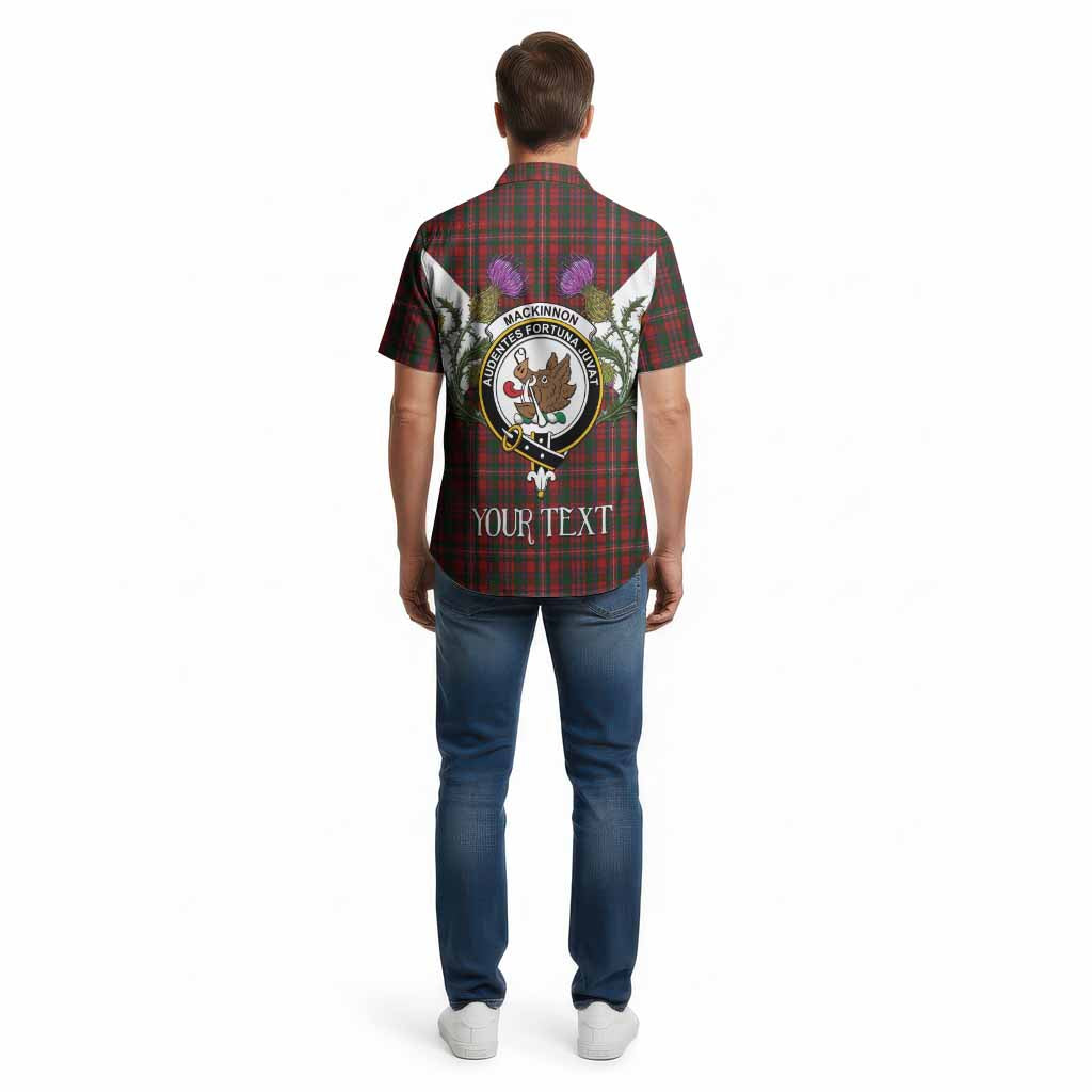 MacKinnon (McKinnon) Tartan Family Crest Cotton Hawaiian Shirt Scottish Burns Night Thistle Floral