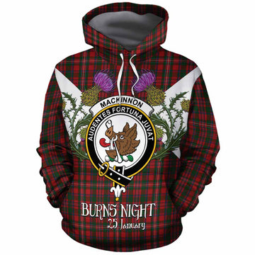 MacKinnon (McKinnon) Tartan Family Crest Cotton Hoodie Scottish Burns Night Thistle Floral