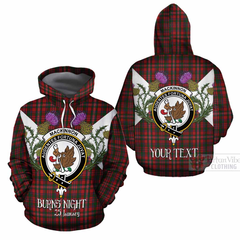 MacKinnon (McKinnon) Tartan Family Crest Cotton Hoodie Scottish Burns Night Thistle Floral