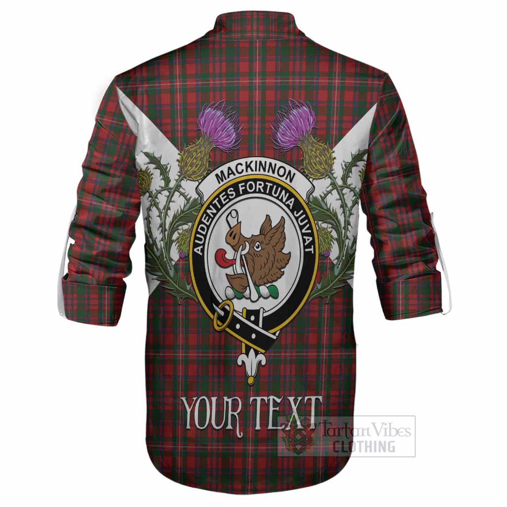 MacKinnon (McKinnon) Tartan Family Crest Ghillie Shirt Scottish Burns Night Thistle Floral