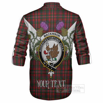 MacKinnon (McKinnon) Tartan Family Crest Ghillie Shirt Scottish Burns Night Thistle Floral