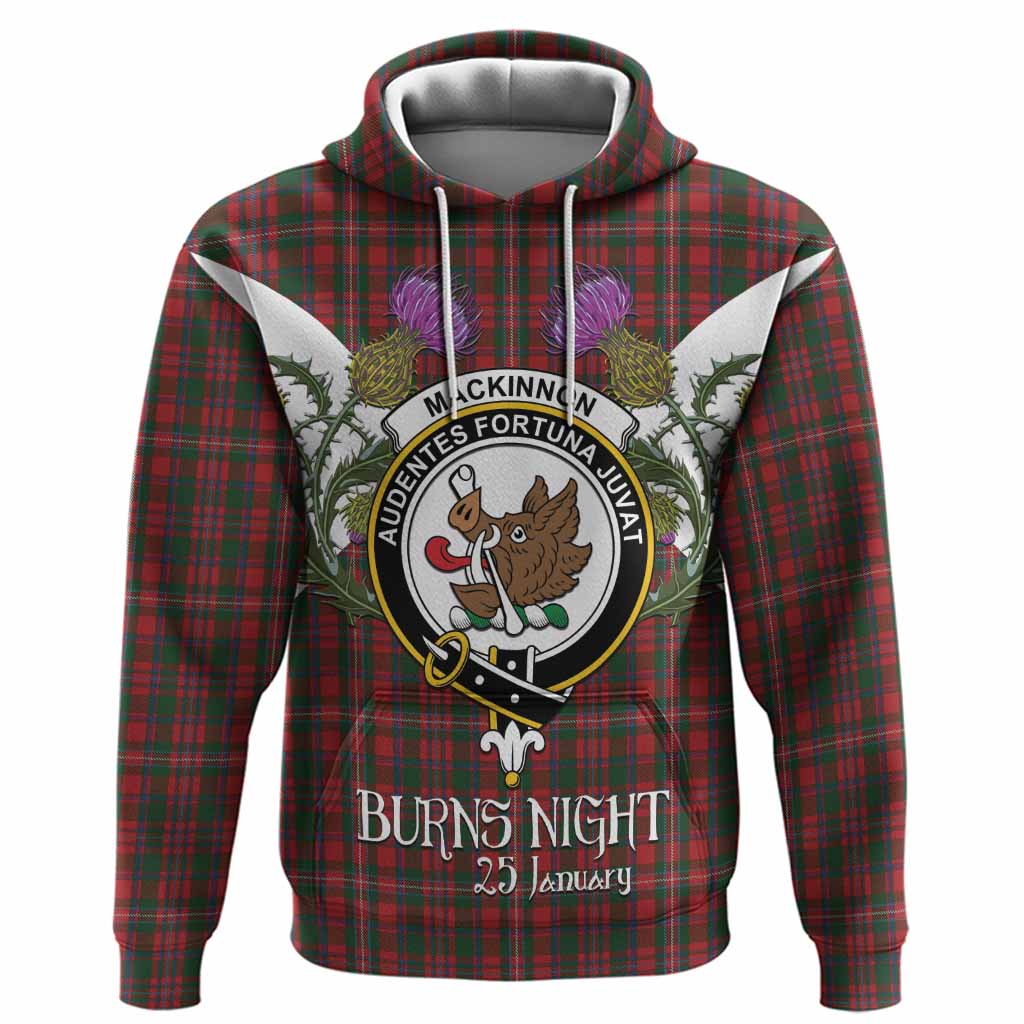 MacKinnon (McKinnon) Tartan Family Crest Hoodie Scottish Burns Night Thistle Floral