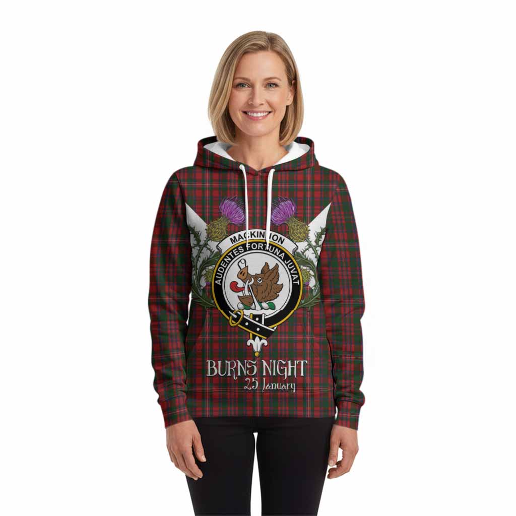 MacKinnon (McKinnon) Tartan Family Crest Hoodie Scottish Burns Night Thistle Floral