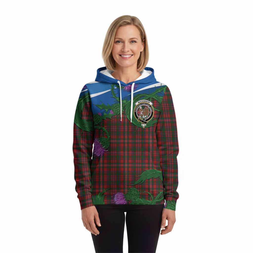 MacKinnon (McKinnon) Tartan Family Crest Hoodie Thistle in Minimalism