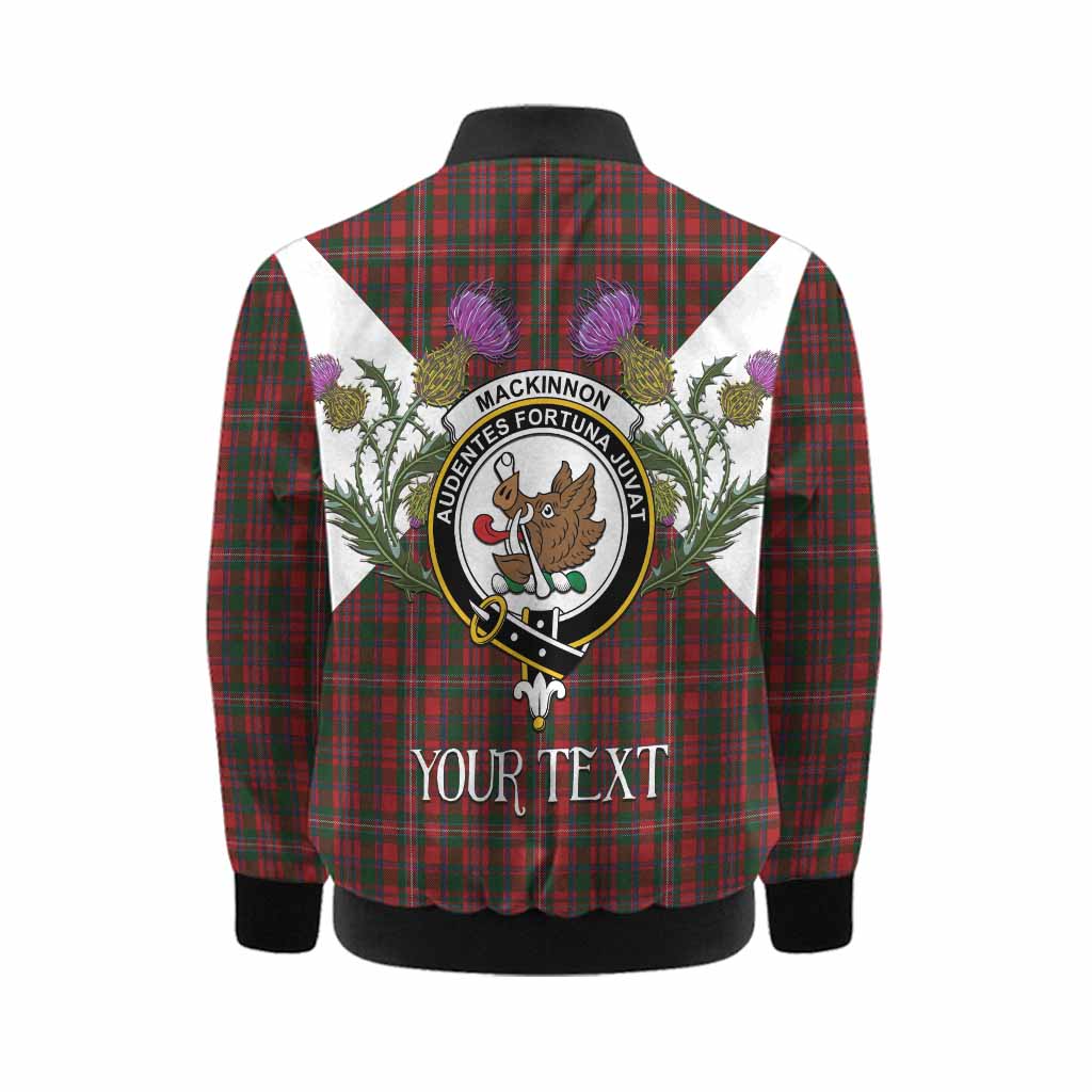 MacKinnon (McKinnon) Tartan Family Crest Kid Bomber Jacket Scottish Burns Night Thistle Floral