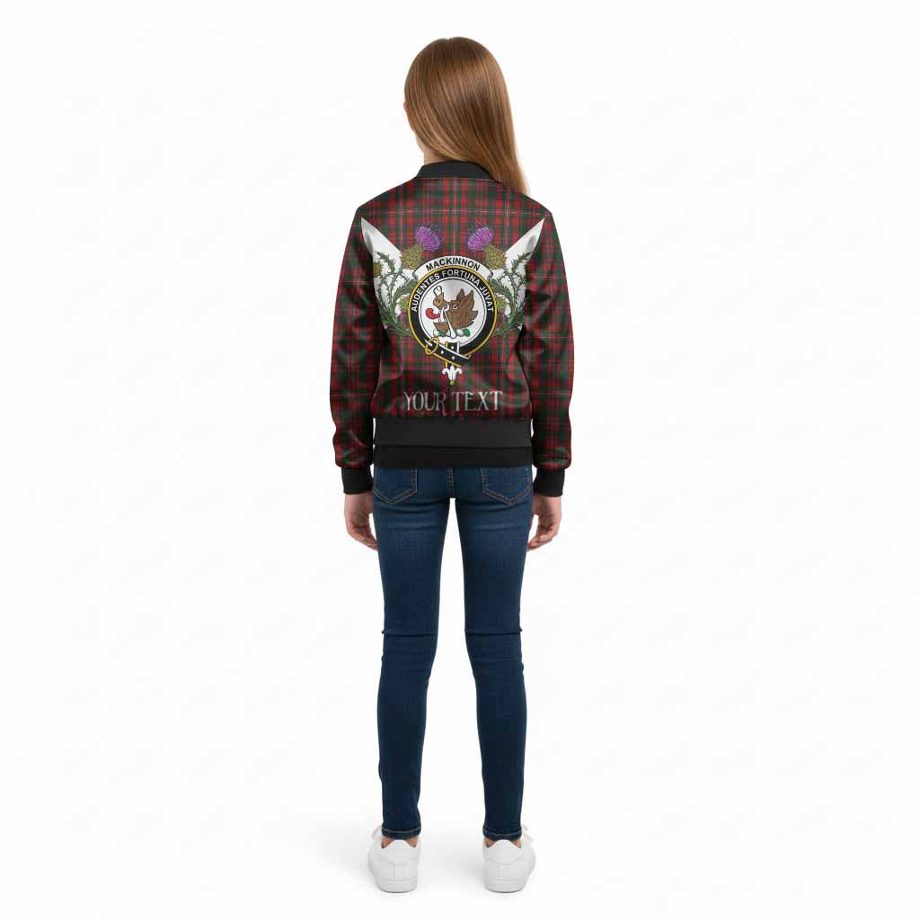 MacKinnon (McKinnon) Tartan Family Crest Kid Bomber Jacket Scottish Burns Night Thistle Floral