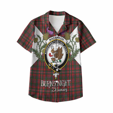 MacKinnon (McKinnon) Tartan Family Crest Kid Hawaiian Shirt Scottish Burns Night Thistle Floral