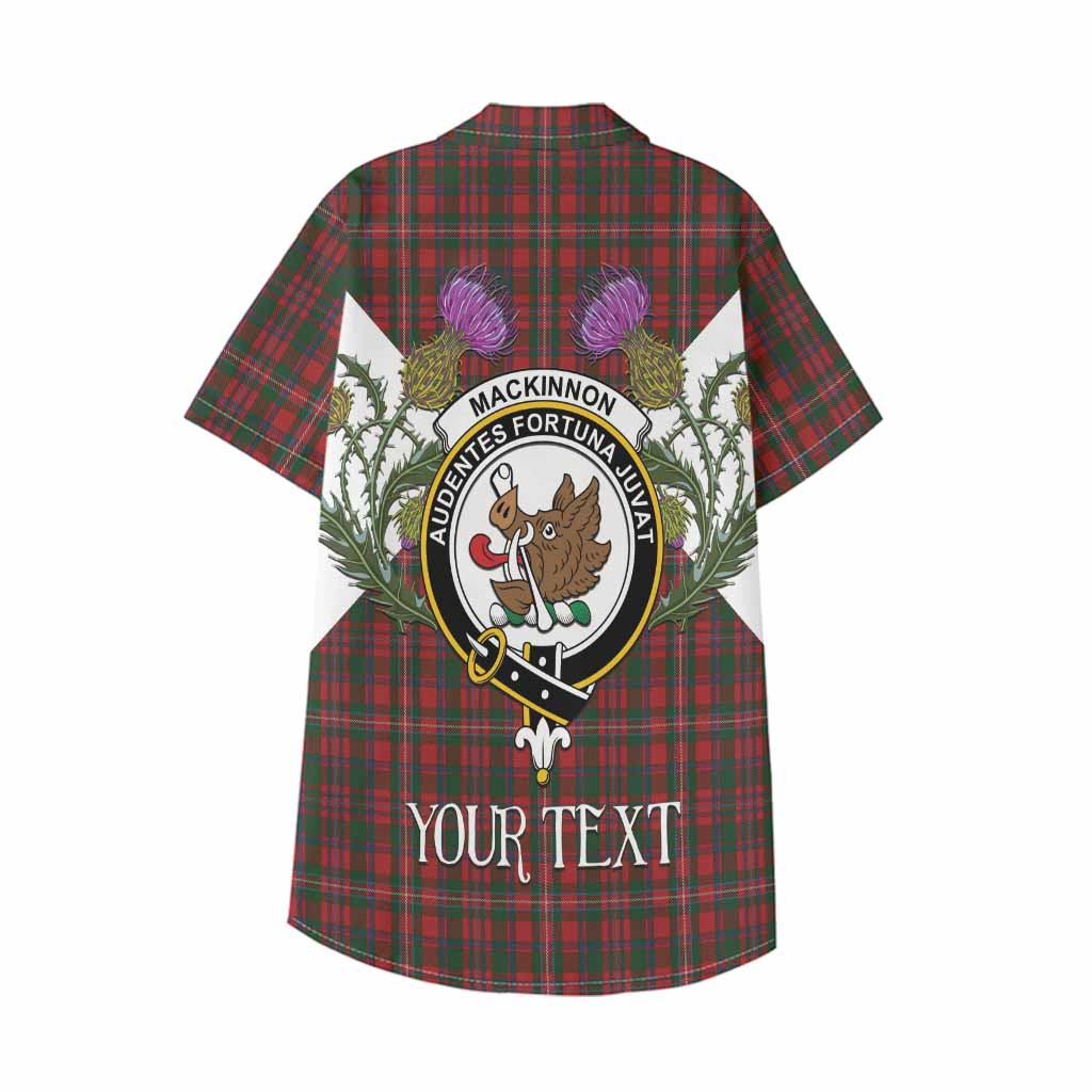 MacKinnon (McKinnon) Tartan Family Crest Kid Hawaiian Shirt Scottish Burns Night Thistle Floral