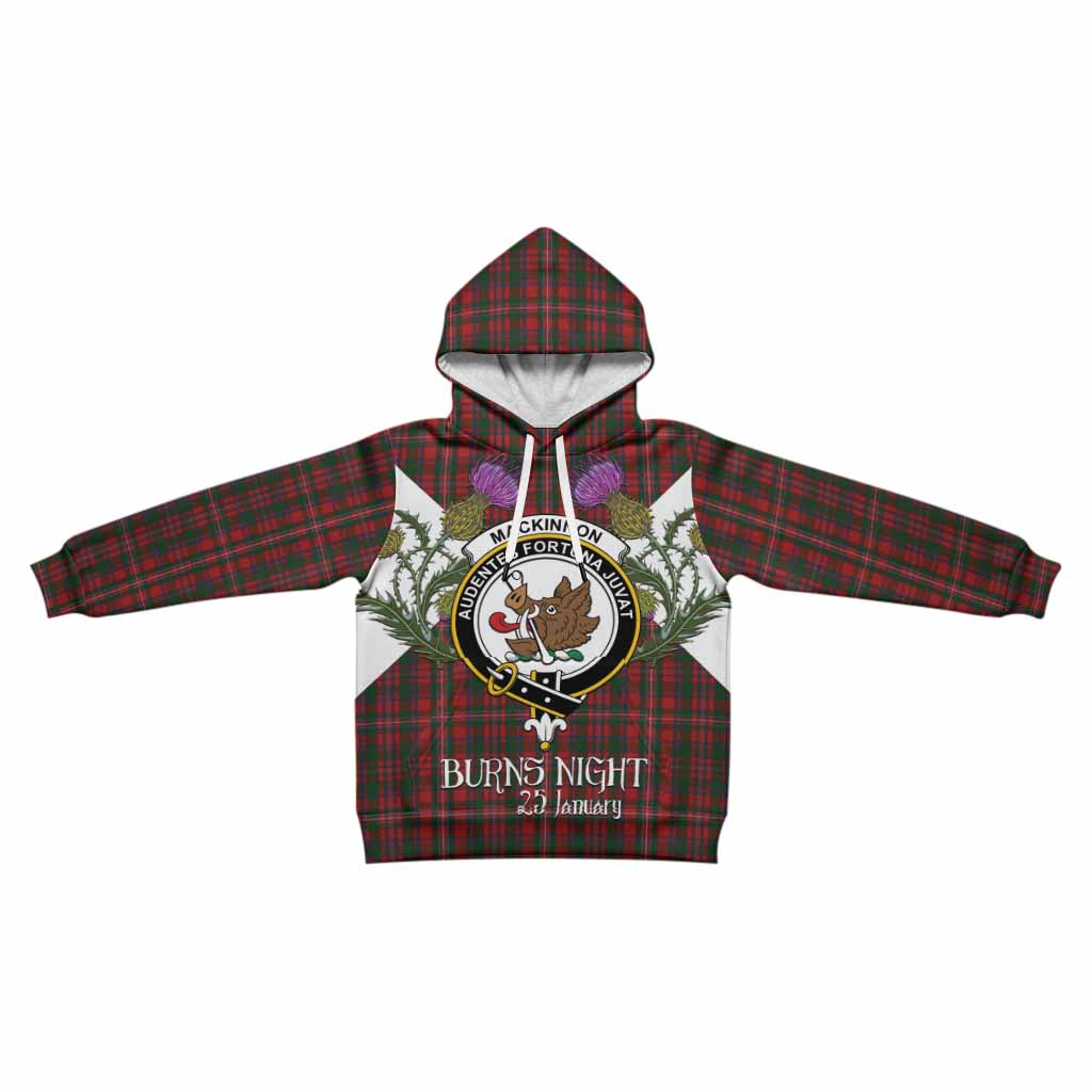 MacKinnon (McKinnon) Tartan Family Crest Kid Hoodie Scottish Burns Night Thistle Floral