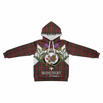 MacKinnon (McKinnon) Tartan Family Crest Kid Hoodie Scottish Burns Night Thistle Floral