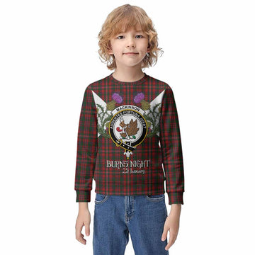MacKinnon (McKinnon) Tartan Family Crest Kid Knitted Sweatshirt Scottish Burns Night Thistle Floral
