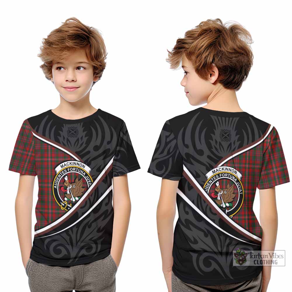 MacKinnon (McKinnon) Tartan Family Crest Kid T-shirt Celtic Scottish Thistle Floral - Tartan Vibes Clothing