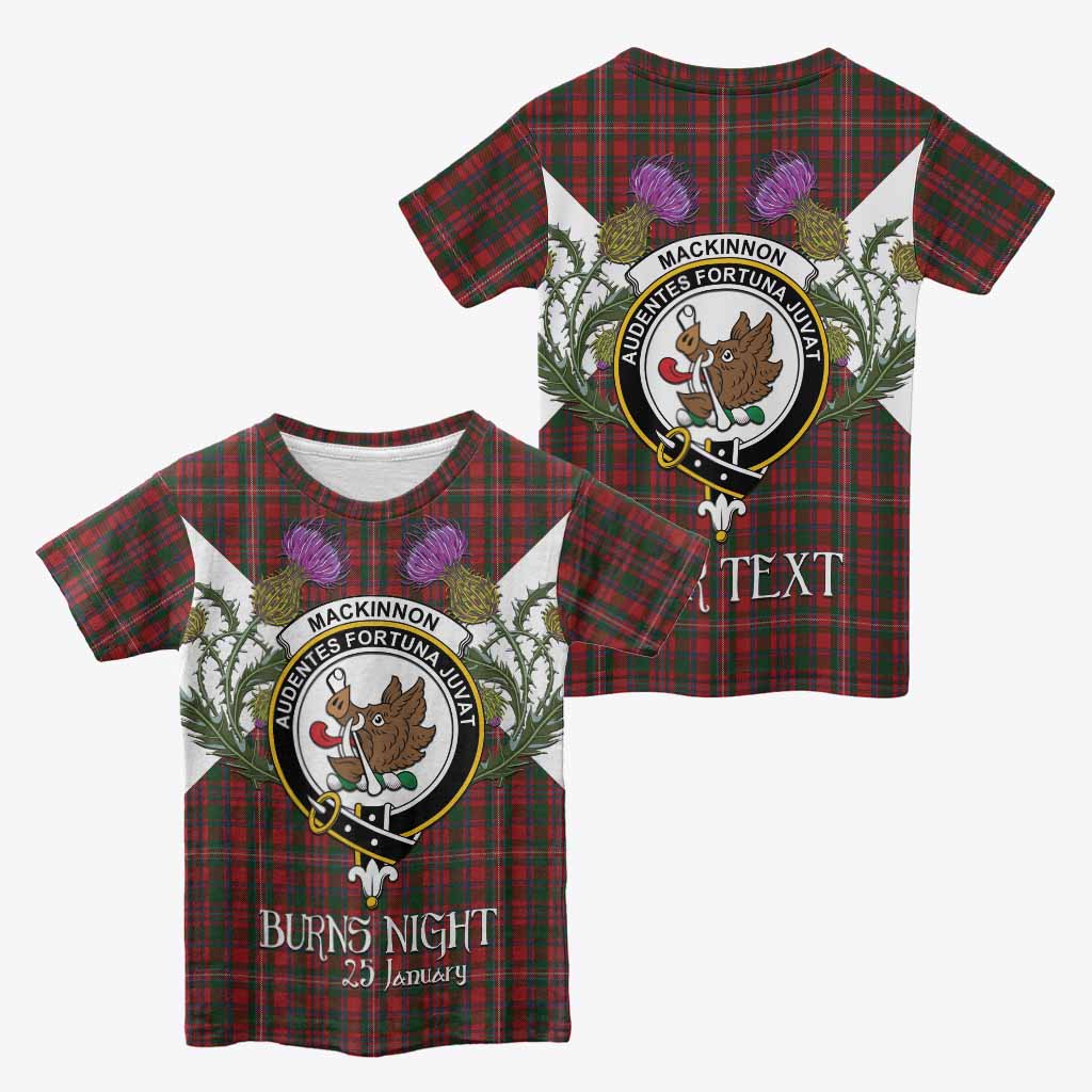 MacKinnon (McKinnon) Tartan Family Crest Kid T-shirt Scottish Burns Night Thistle Floral