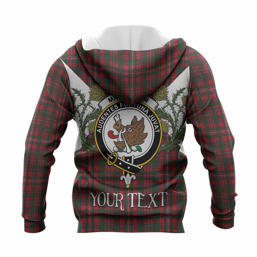 MacKinnon (McKinnon) Tartan Family Crest Knitted Hoodie Scottish Burns Night Thistle Floral